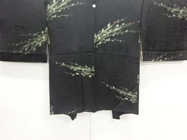 草花模様織出し一ツ紋羽織